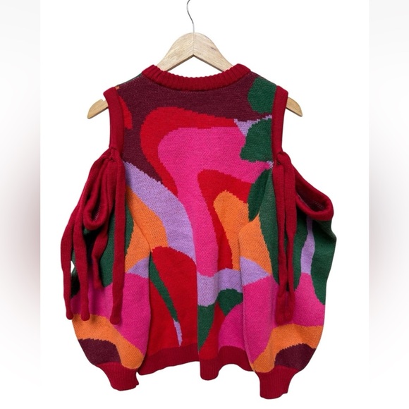 FARM Rio x Anthropologie Cold-Shoulder Crew Neck Sweater Size Small - Picture 5 of 8